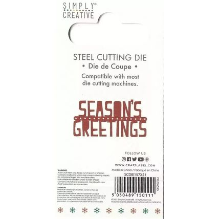Simply Creative. Seasons Greetings Die. Die Cutting Cardmaking Scrapbooking