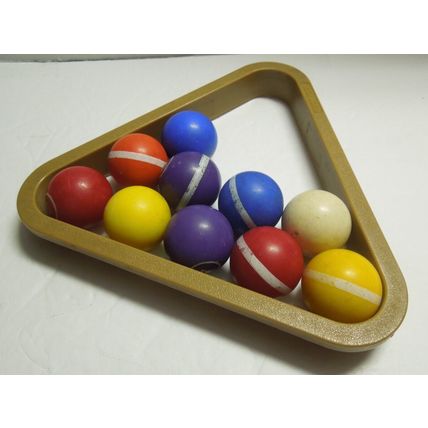 Vintage 1972 Milton Bradley Pivot Pool Tabletop Pieces 11 balls & rack