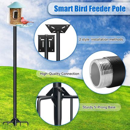 Qwayhome Upgrade 80In Smart Bird Feeder Pole, Outdoor Bluebird House Pole Mount
