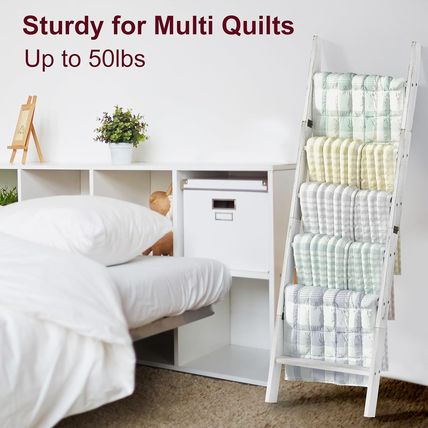 Honest Blanket Ladders for the Living Room, 6-Tier Blanket Holder, Wall-Leaning