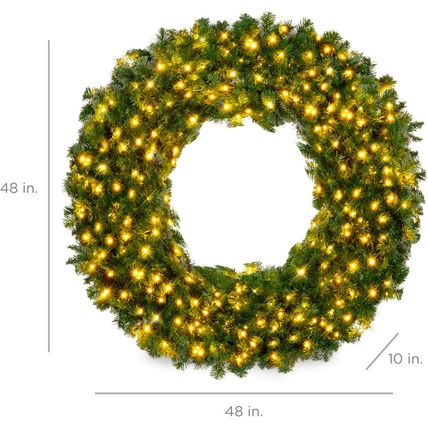 Best Choice Products 48In Large Artificial Pre-Lit Fir Christmas Wreath Holiday