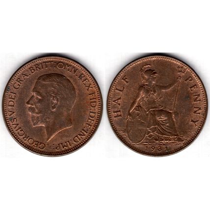 Great Britain. George V. Halfpenny 1931. dy23504