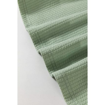 Clearly Aqua Solid Color Corded Drop Shoulder Long Sleeve Top