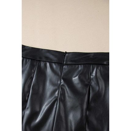 Black PU Leather Side Slits Slim Fit High Waist Mini Skirt