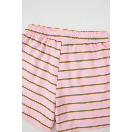 Pink Stripe Wide Short Sleeve Tee and Short Set