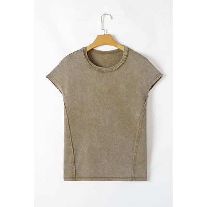 Sage Green Vintage Washed Short Dolman Sleeve Oversized T Shirt
