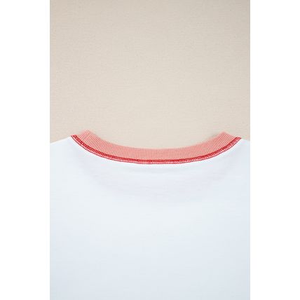 Red Stripe Colorblock Patchwork Contrast Stitching Oversize Sweatshirt