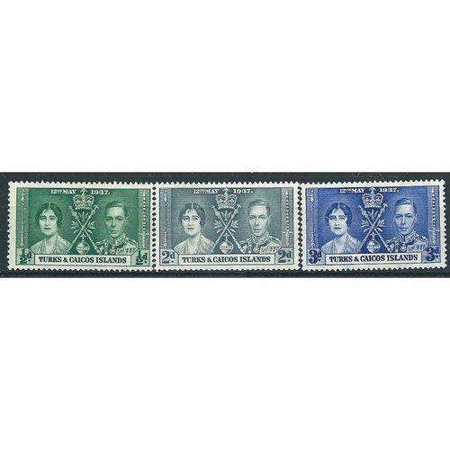 Turks & Caicos Islands 1937 Coronation Set SG191-193 Mounted Mint .. ..