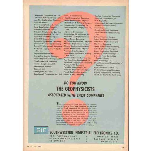 southwestern industrial electronics 1953 geophysicists oil vintage ad
