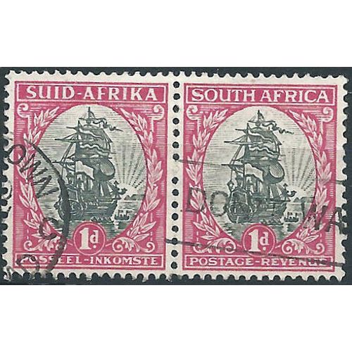 South Africa 1933 SG56 1d Grey & Carmine Fine Used PAIR....