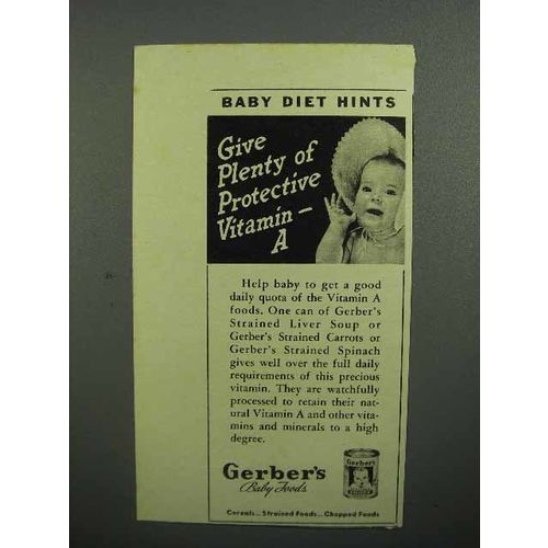 1943 Gerber's Baby Food Ad - Protective Vitamin A