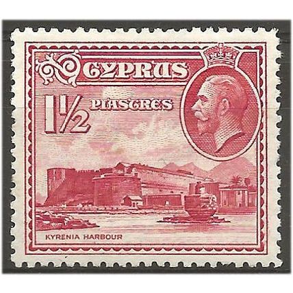 Cyprus 1934 SG137 1 1/2pi Carmine Mounted Mint . .. .