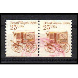 Used 2136 25c Bread Wagon Fine Pair PA0815