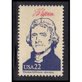 2216c 22c Thomas Jefferson Fine MNH W4661