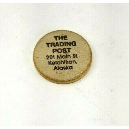 Vintage Wooden Nickel - The Trading Post - Ketchikan Alaska Souvenir (C1)