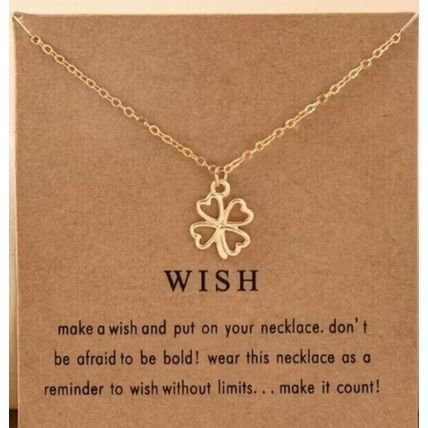 Lucky Clover Necklace Small Flower Wish Pendant Necklace Chain