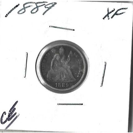 Lot of 3 Seated Liberty Dimes 1888, 1888, 1889 XF Grey Sheet $75.00