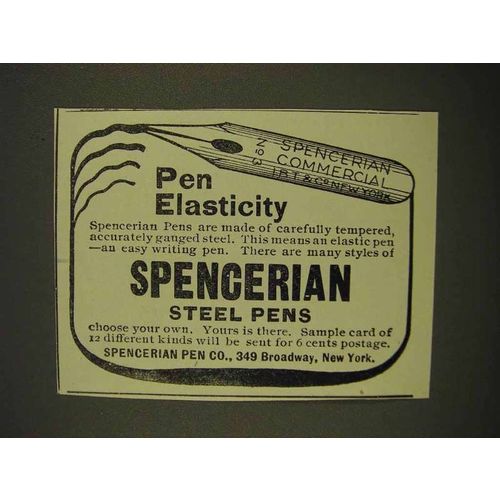 1907 Spencerian Steel Pens Ad - Pen Elasticity