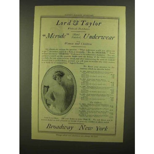 1908 Lord & Taylor Merode Underwear Ad