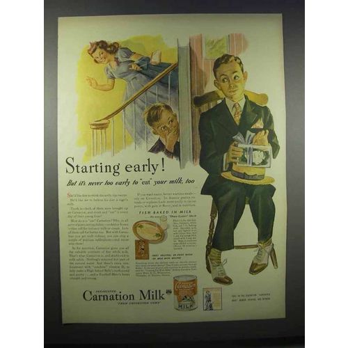 1943 Carnation Milk Ad - Starting Early!