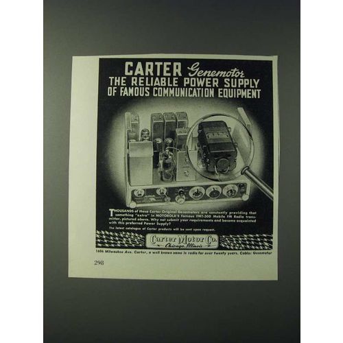 1943 Carter Genemotor Ad - Carter Genemotor the reliable power supply