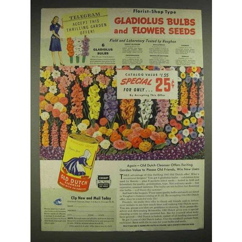 1947 Old Dutch Cleanser Ad - Gladiolus Bulbs, Flower