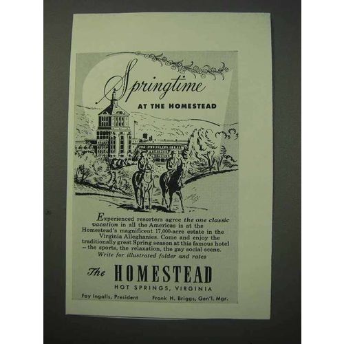 1951 Homestead Hotel Ad - Hot Springs Virginia