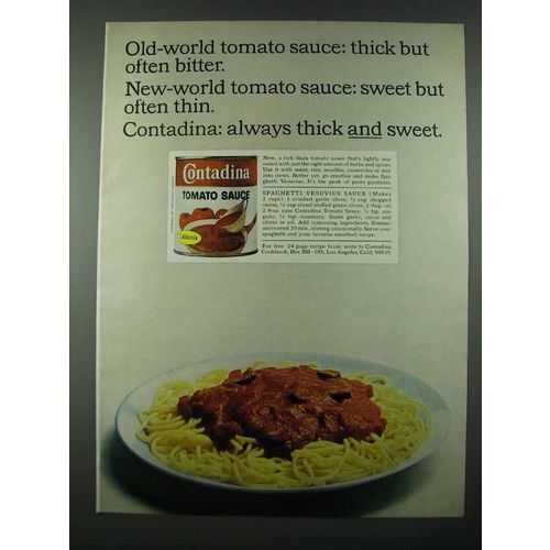 1965 Contadina Tomato Sauce Ad - Spaghetti Vesuvius Sauce recipe