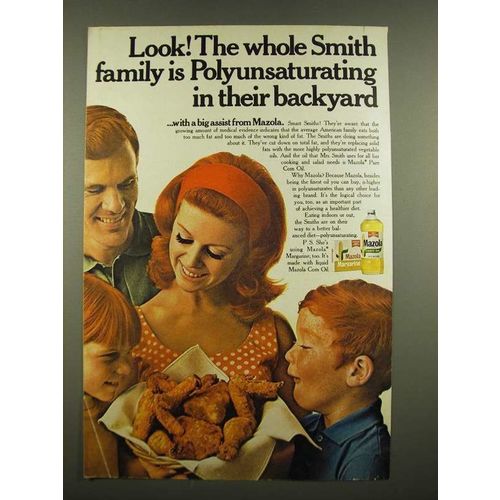 1969 Mazola Oil Ad - Whole Smith Family is Polyunsaturating