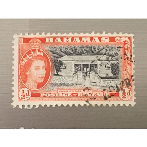 Bahamas QEII 1954 ½d Black & Red Orange Used SG 201 Sc 158 stamp infant welfare