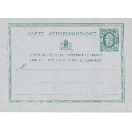 Belgium 10c King Leopold Postal card Unused VGC