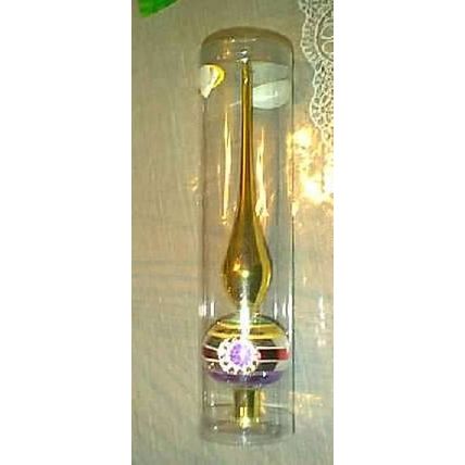 NEW GORGEOUS BLOWN GLASS SHINY GOLD STAR 13" HIGH TREE TOPPER