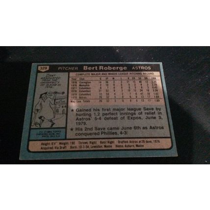 1980 Topps Card # 329 Bert Roberge Autograph 202102191754 Houston Astros