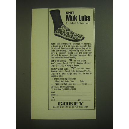 1974 Gokey Knit Muk Luks Advertisement - Knit Muk Luks for Men & Women