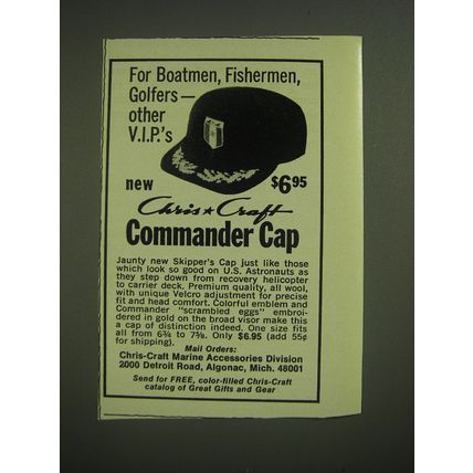 1974 Chris-Craft Commander Cap Advertisement - For Boatmen, Fishermen, Golfers