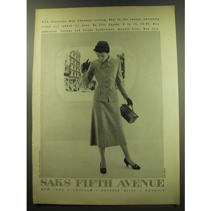 1949 Saks Fifth Avenue Suit by Etta Gaynes Ad - photo by Luis Lemus