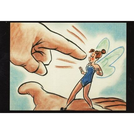 Peter Pan Tiny Tinkerbell Walt Disney Film Sketch Postcard