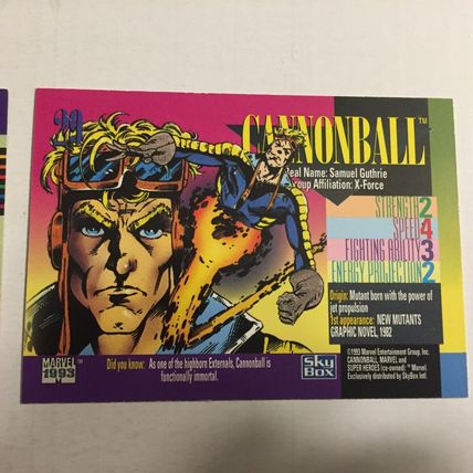 1992-93 Marvel Comics New Mutants Cannonball Trading Cards