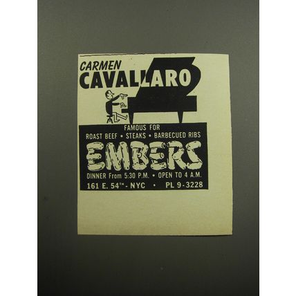 1957 Embers Restaurant Advertisement - Carmen Cavallaro