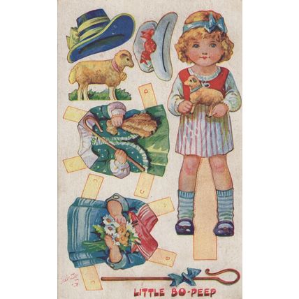Nursery Rhymes Dressing Dolls Antique Tucks Little Bo Peep Postcard