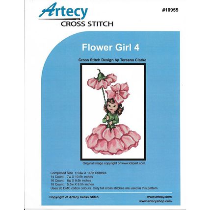 Artecy Counted Cross Stitch Pattern Flower Girl 4 #10955 (94w X 148h stitches)