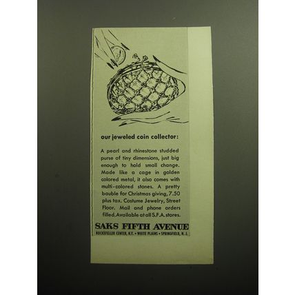 1958 Saks Fifth Avenue Change Purse Ad - Our jeweled coin collector
