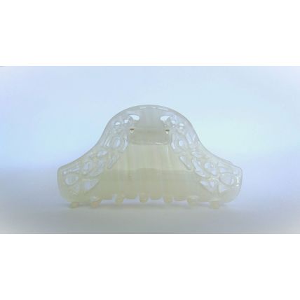 Pearly white iridescent cut out filiglree hair claw clip