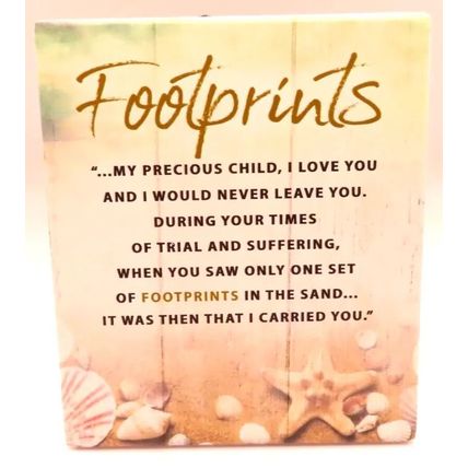 Footprints Prayer Plaque Wall & Standing with Gift Home Decor 14 CM Christian