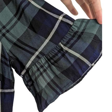NWT Speechless Green Blue Plaid Bell Sleeves Dress Size M