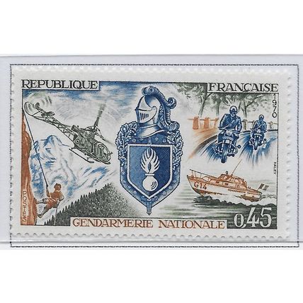 FRANCE 1970 MINT MOUNTED MH NATIONAL GENDARMS SECURITY HELICOPTER MOTORCYCLE
