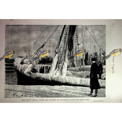 Yacht 'Betty' Iced Returned From Stockholm, Book Illustration (Print), 1893