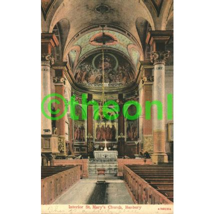 Interior, St Marys Church, Banbury, Oxon, Rare Postcard 1904