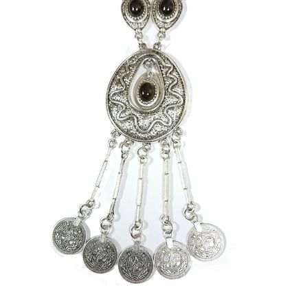 Bohemian Tribal Festival Antique Tibetan Silver Coins Black Necklace