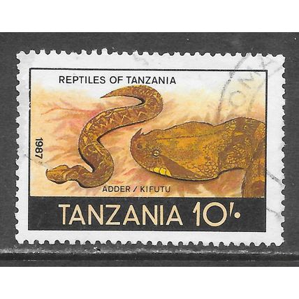 TANZANIA 1987 REPTILE SNAKES ADDER 10/- USED KIFUTU